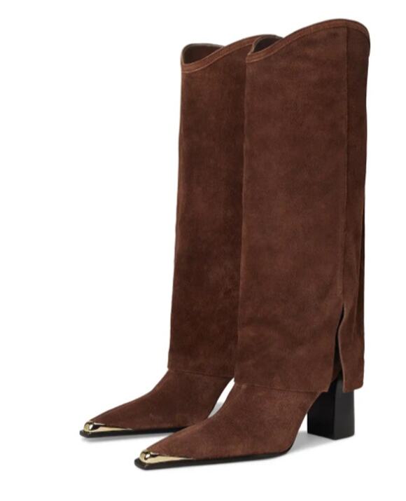 SCHUTZ Shoes - SCHUTZ Womens Raffaela Up Cloak Knee High Boots US 9 M Root Brown Suede NWOB